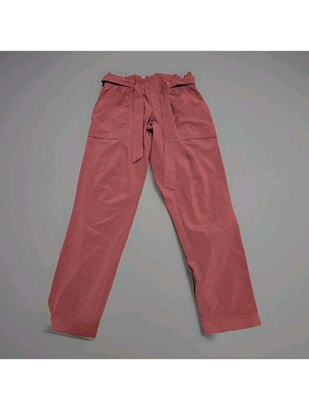 Athleta Skyline Pants Women 4 Cinnamon Brown Tie Waist High Rise Tapered Stretch